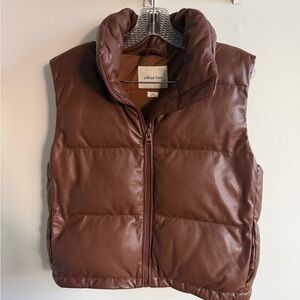 Wilfred Brown Faux Leather Quilted Vest